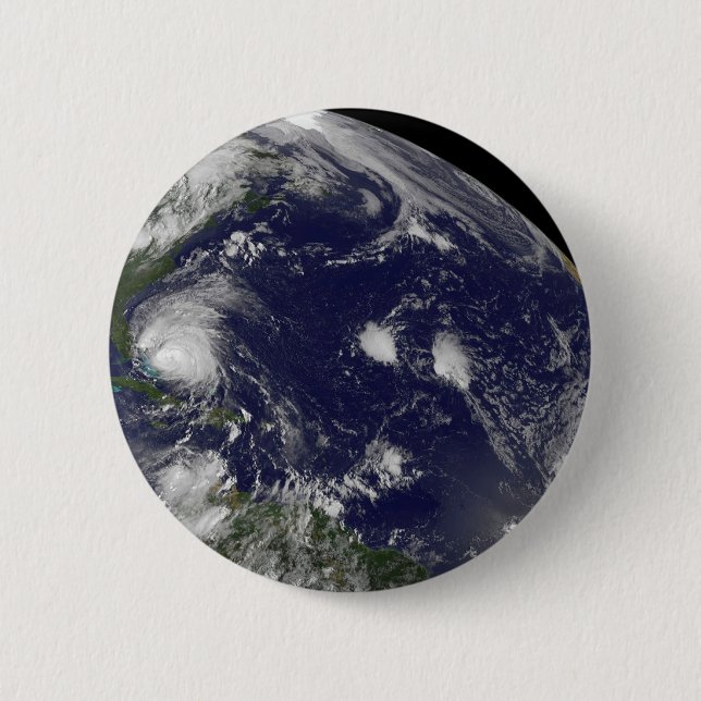 Hurricane Irene Moving Through The Bahamas. 6 Cm Round Badge (Front)