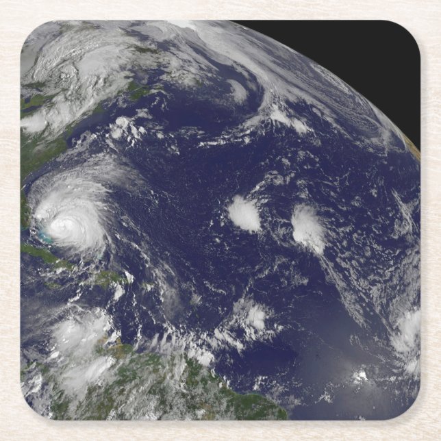 Hurricane Irene Moving Through The Bahamas. Square Paper Coaster (Front)