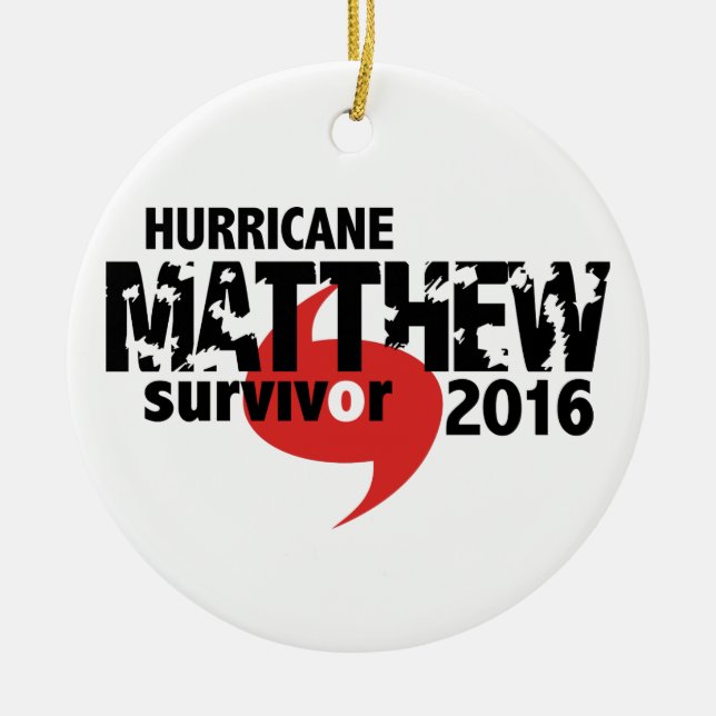 Hurricane Matthew Survivor October 2016 Ceramic Tree Decoration (Front)