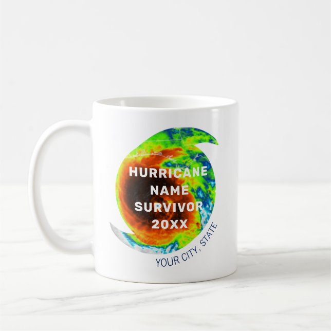 HURRICANE SURVIVOR Commemorative Personalised Coffee Mug (Left)