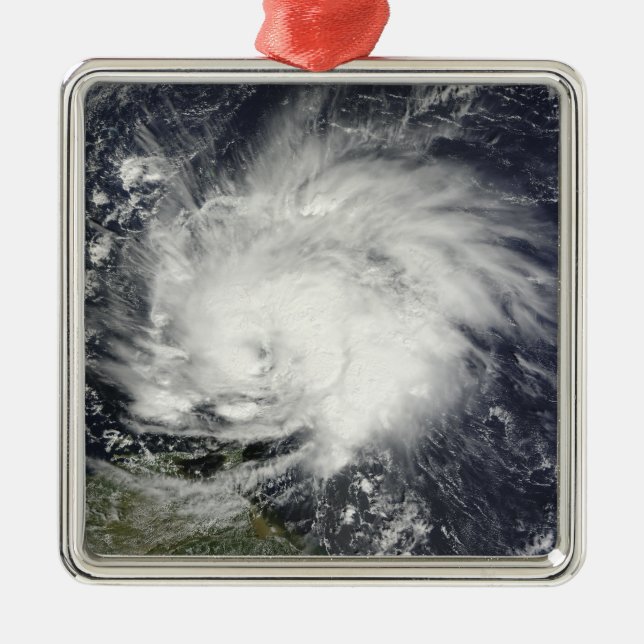 Hurricane Tomas over the Lesser Antilles Metal Tree Decoration (Front)