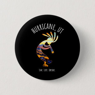 Hurricane Utah Usa Dancing Kokopelli Design  6 Cm Round Badge