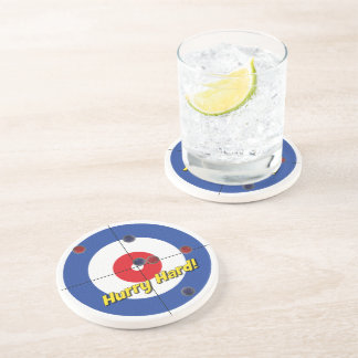 "Hurry Hard!" Sandstone Coaster - (Blue)