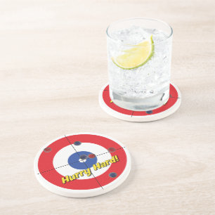 "Hurry Hard!" Sandstone Coaster - (Red)