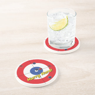 "Hurry Hard!" Sandstone Coaster - (Red)