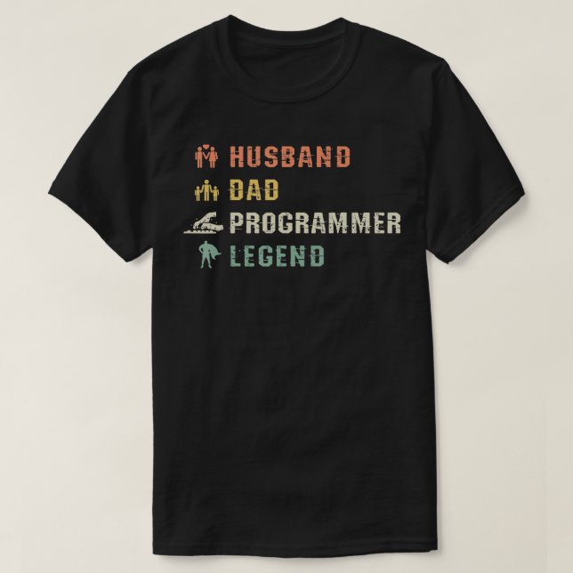 Hus Dad ProgrammerFathers Day Computer Coder  T-Shirt (Design Front)