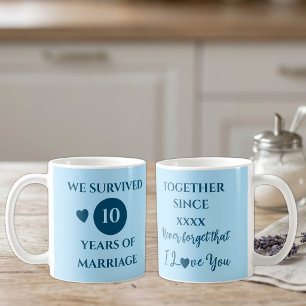 Husband 10 years of marriage est year blue coffee mug