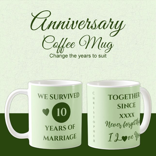 Husband 10 years of marriage est year green coffee mug (Creator Uploaded)