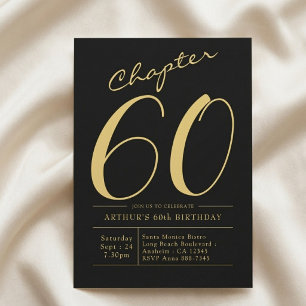 Husband 60th Birthday 60 Year Old Black Gold Party Invitation