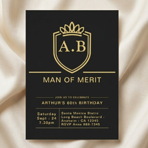 Husband 60th Birthday 60 Years Black Gold Party Invitation