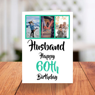 Husband 60th Birthday Modern Photo Collage Card