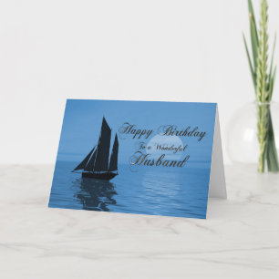 Husband, a moonlight yacht birthday card