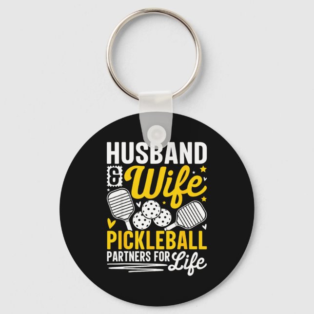 Husband &amp; Wife Valentines Day Couple Ckleball  Key Ring (Front)