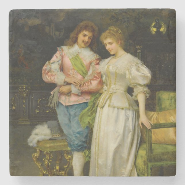 Husband and Wife Betrothed (Wedding and Marriage) Stone Coaster (Front)