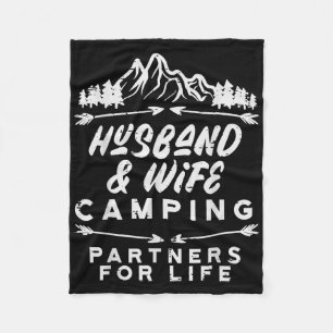 Husband And Wife Camping Matching Couple Camper Me Fleece Blanket