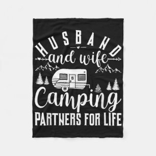 Husband And Wife Camping Partners For Life Camper  Fleece Blanket