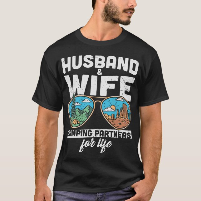Husband And Wife Camping Partners For Life T-Shirt (Front)
