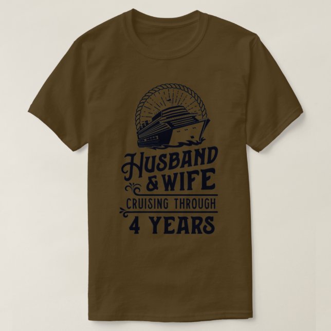 Husband And Wife Cruise Partners 4 Years 4th Anniv T-Shirt (Design Front)