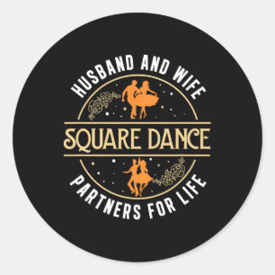 Husband And Wife Cute Square Dancing Partner A Squ Classic Round Sticker