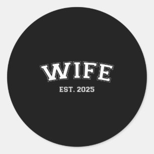 Husband And Wife Est 2025 Just Married Honeymoon W Classic Round Sticker