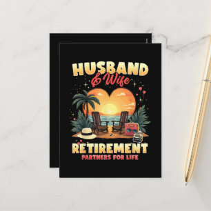 Husband and Wife Retirement Holiday Postcard