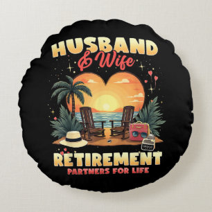 Husband and Wife Retirement Round Cushion