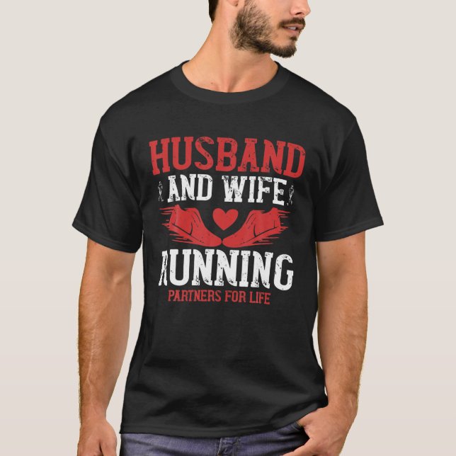 Husband And Wife Running Partners For Life T-Shirt (Front)