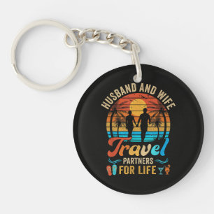 Husband and Wife Travel Partners for Life Beach Key Ring