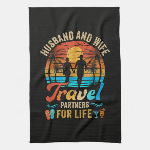 Husband and Wife Travel Partners for Life Beach Tea Towel
