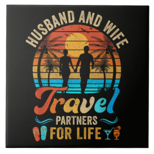 Husband and Wife Travel Partners for Life Beach Tile