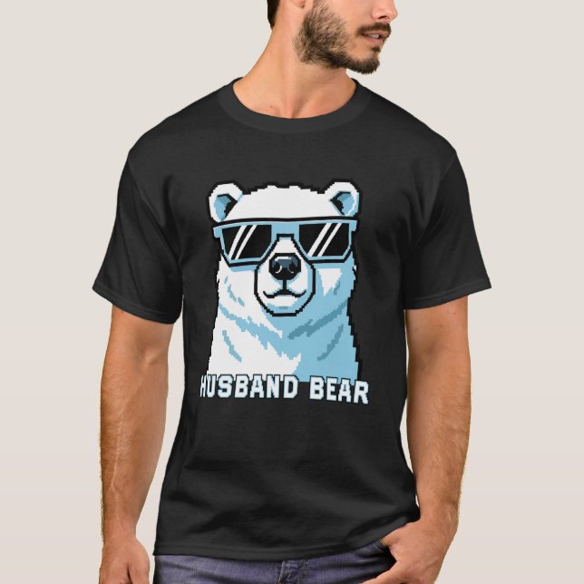 Husband Bear Pixel Bear Sunglasses T-Shirt (Front)