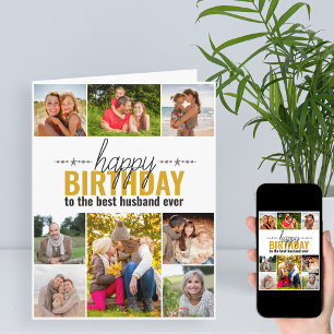 Husband Birthday 8 Photo Collage Personalized Card