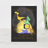 Husband Birthday Card - Coal Miner Dragons