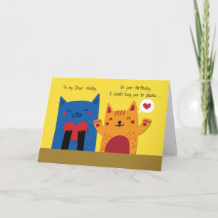 Husband Birthday Cats Hugs and Love Card
