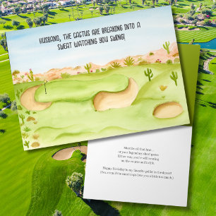 Husband, Birthday Desert Golf Course Watercolor Card