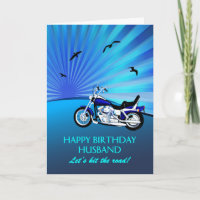 Husband Birthday Motorbike Sunset Card