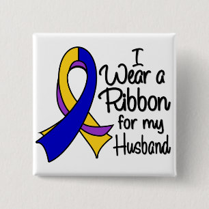 Husband - Bladder Cancer Ribbon 15 Cm Square Badge
