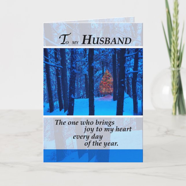 Husband Christmas Tree in Woods Holiday Card (Front)