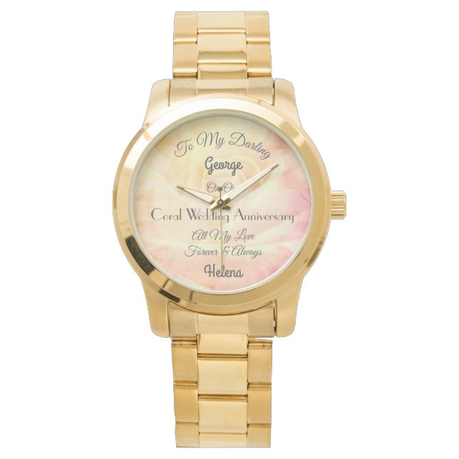 Husband Coral Wedding Anniversary Watch (Front)