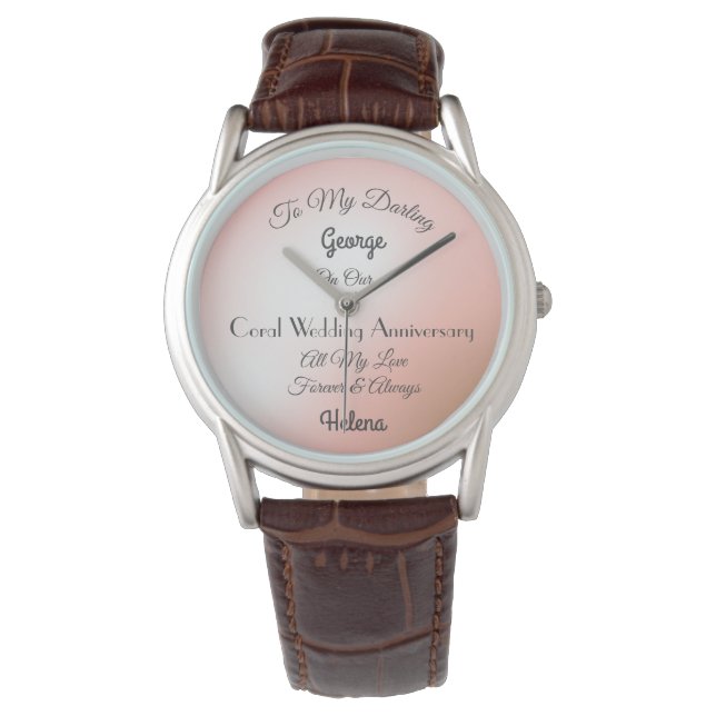 Husband Coral Wedding Anniversary Watch (Front)