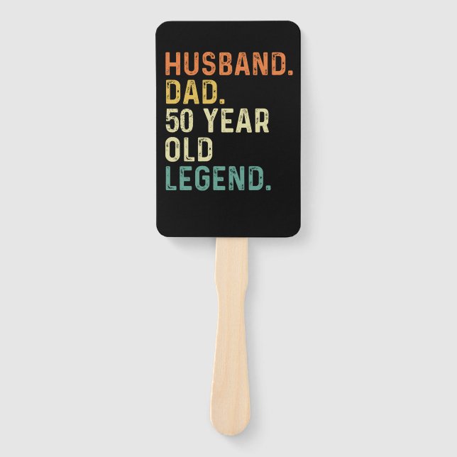 Husband dad 50 Year old legend 50th birthday men Hand Fan (Front)