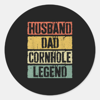 Husband Dad Cornhole Legend Classic Round Sticker