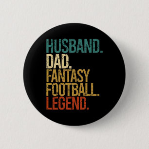 Husband Dad Fantasy Football Legend Funny Men Retr 6 Cm Round Badge