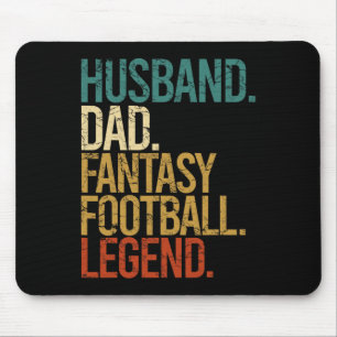 Husband Dad Fantasy Football Legend Funny Men Retr Mouse Pad