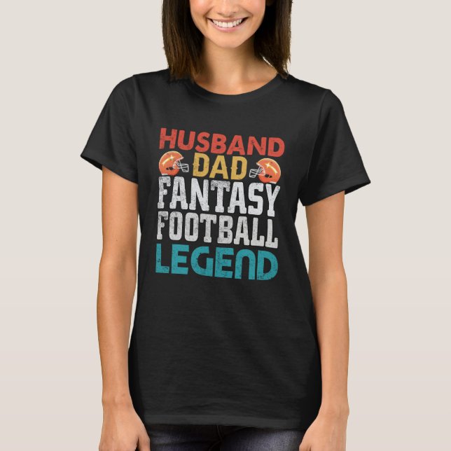 Husband Dad Fantasy Football Legend Men Retro T-Shirt (Front)