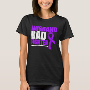 Husband Dad Fighter Lupus Purple Ribbon Lupus Awar T-Shirt