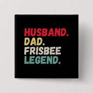 Husband dad frisbee legend retro vintage funny 15 cm square badge