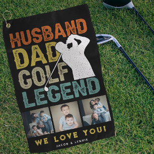 Husband, Dad, Golf Legend 3xPhoto Fathers Day Gift Towel