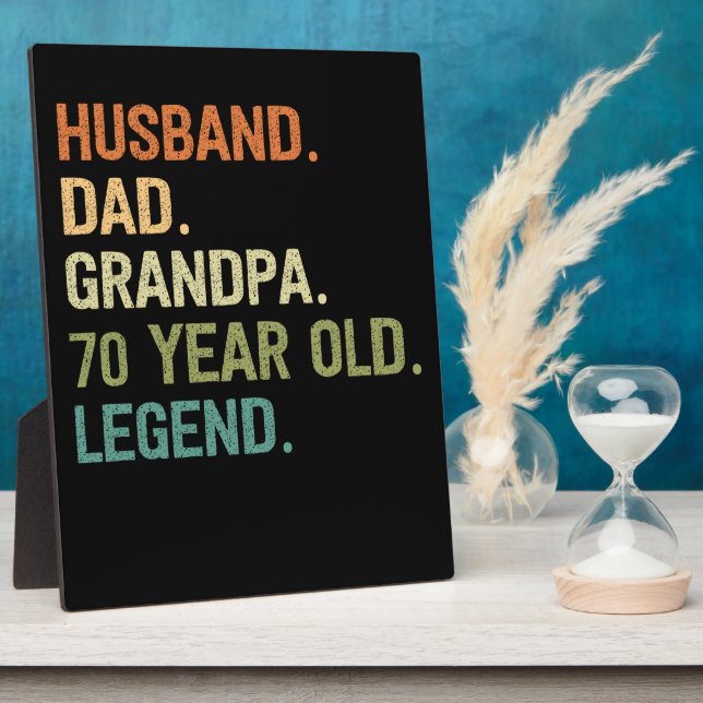 Husband dad grandpa 70 year old 70th birthday gift plaque (Side)