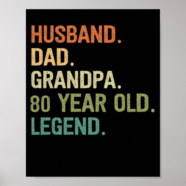 Husband dad grandpa 80 year old 80th birthday gift poster (Front)